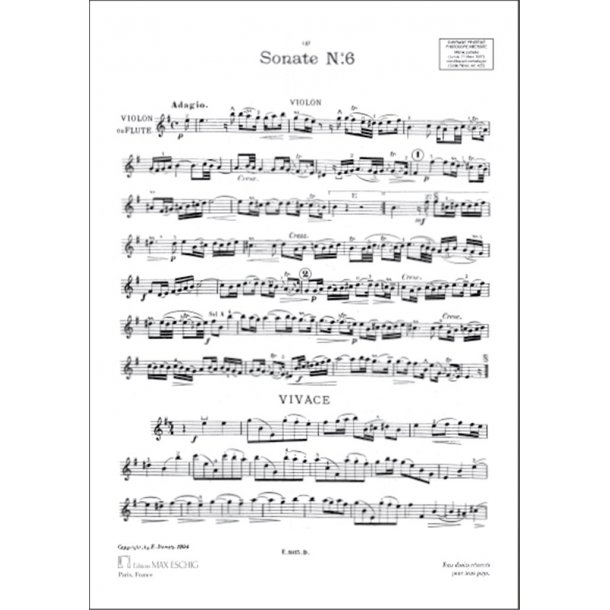 Sonate N 06 En Mi Mineur Vl Ou Fl-Piano